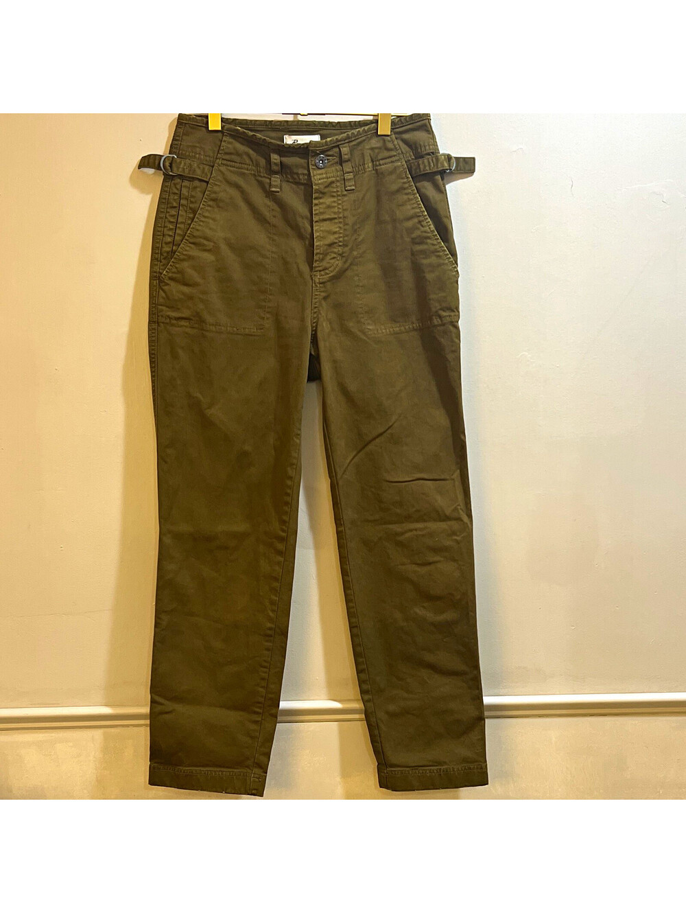 Rowan Green Twill Cotton Chino Pants Flat Front Tapered 26" Waist